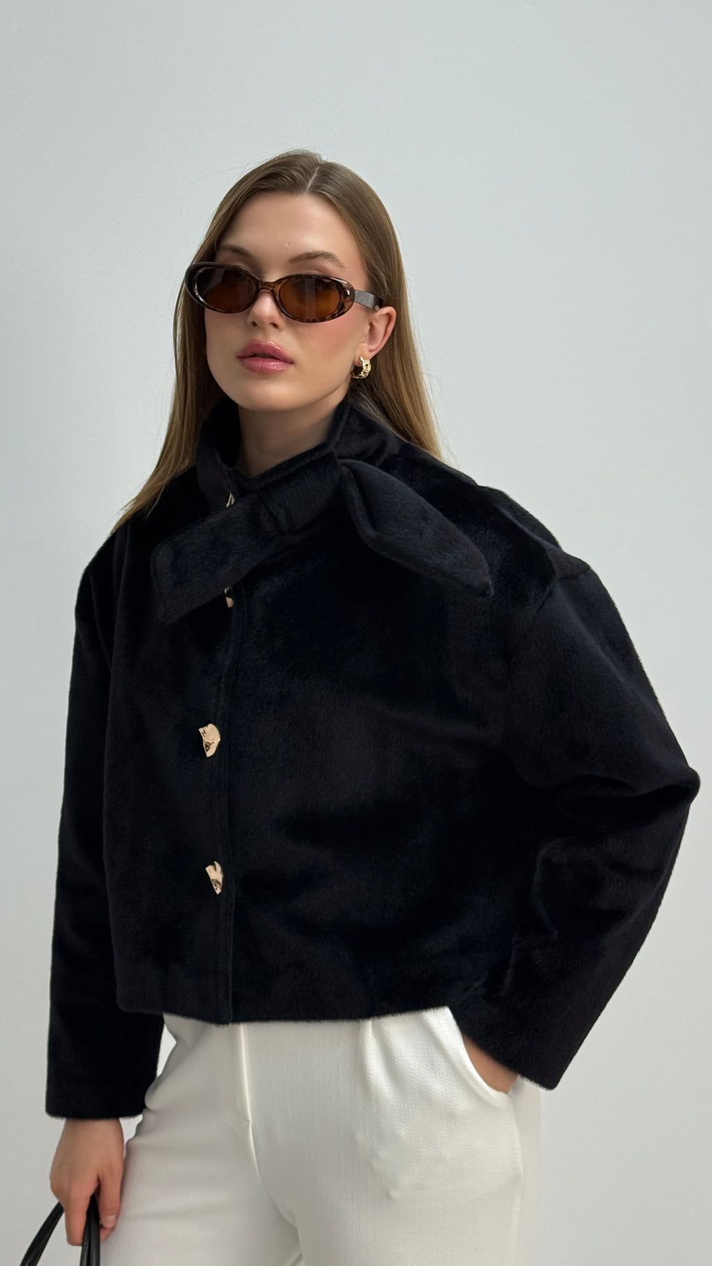 Yakası Fiyonklu Gold Düğmeli Fox Ceket Kaban