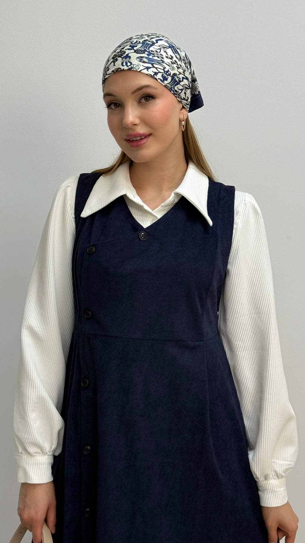 Gömlekli İkili Takım Star Süet Kumaş Elbise