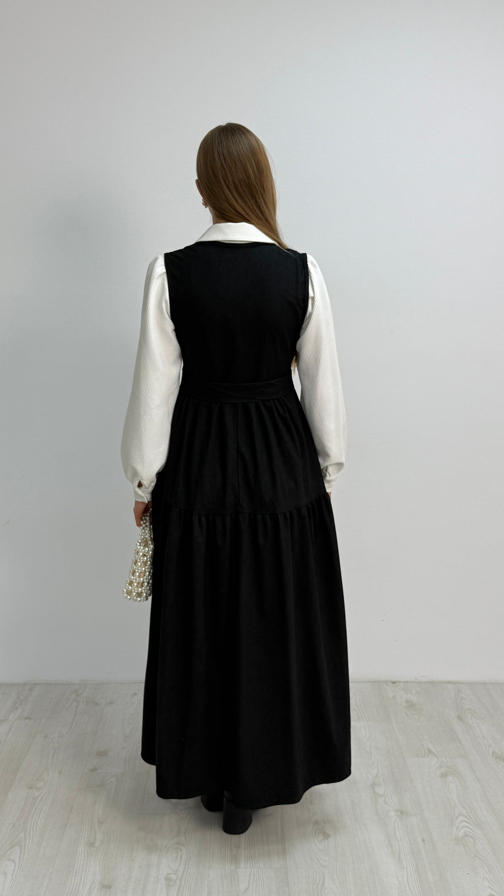 Gömlekli İkili Takım Star Süet Kumaş Elbise