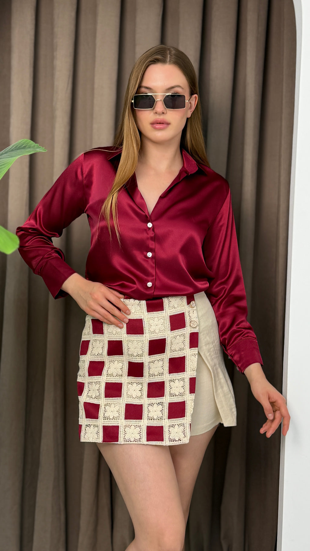 Premıum Yakalı Saten Gömlek Uzun Kol