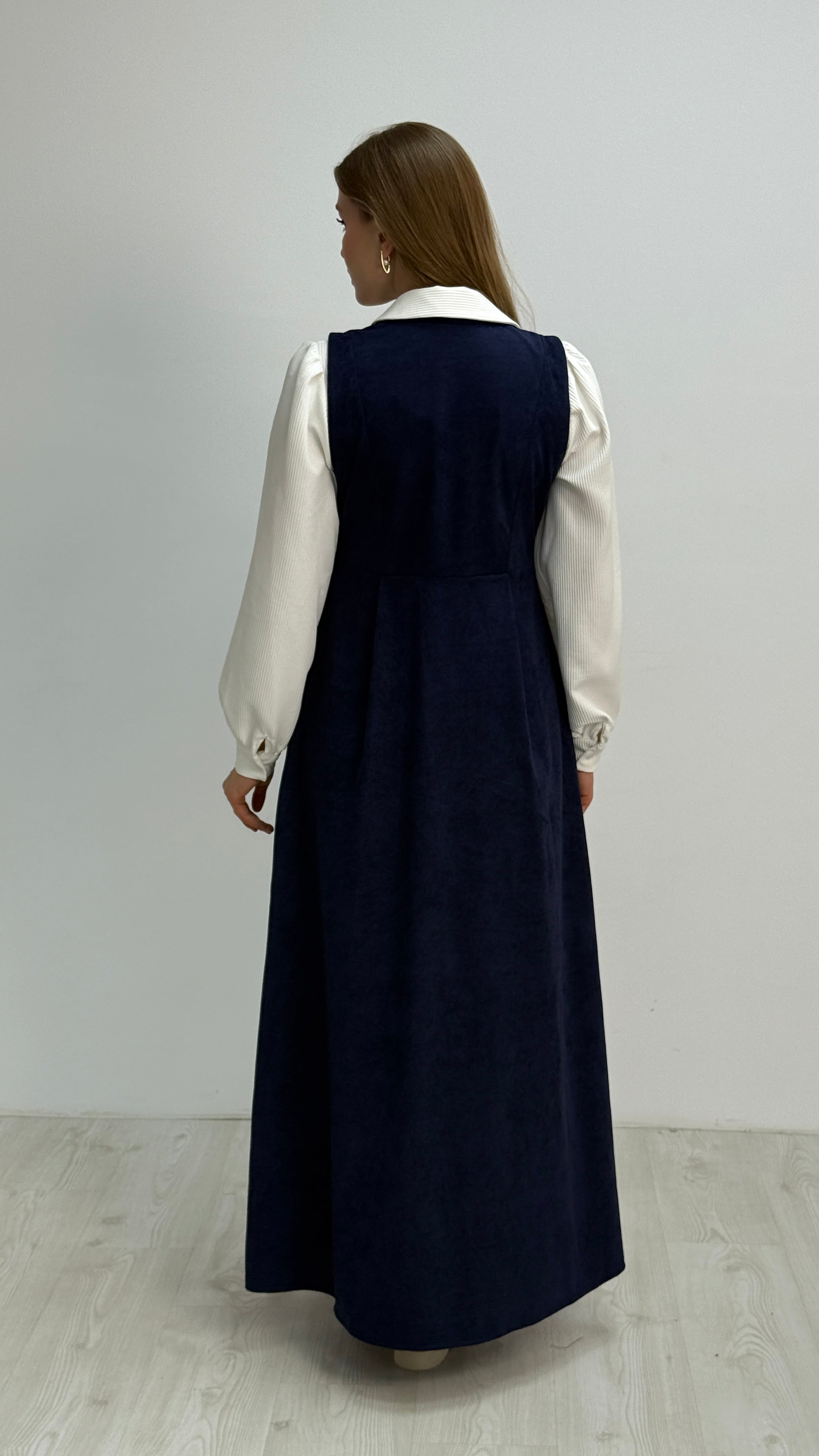 Gömlekli İkili Takım Star Süet Kumaş Elbise